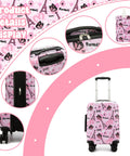 Esteemly kid's pink 16-inch hardside luggage set with spinner wheels, 2-piece Paris-love pattern, includes neck pillow