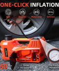 Electric Car Jack 5 Ton 12V Floor Hydraulic Lift With Built In Tire Pump Dual Motors Fast 17.7 Inch Lift Auto Stop