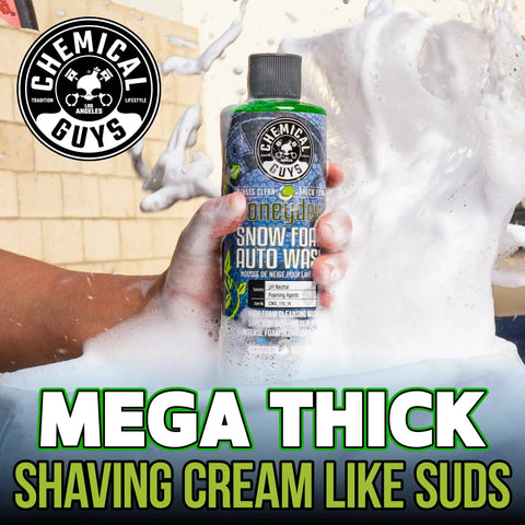 Honeydew Snow Foam Car Wash Soap For Foam Cannons And Guns Thick Clinging Suds That Lift Dirt For A Scratch Free Shine 64 Oz Ready To Roll With Foam Cannon Or Garden Hose Gun, bottle in hand