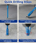 Quick drilling steps using Heavy Duty Five Piece Vacuum Brazed Diamond Core Drill Bits Set for precise hole making.