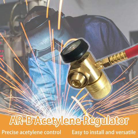 Acetylene Regulator CGA520 For B Tanks, Torch Regulator And Gauge Kit, Heavy Duty Brass Construction, Pro Grade Gas Welding Regulator For Tight Connections And Long Lasting Performance. Brass acetylene regulator with gauge for welding