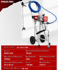 Professional Airless Paint Sprayer Pumping 3300 Psi And 0.47 GPM Flow Rate side view featuring blue hose and wheeled design.