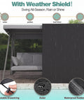 3 To 4 Person Outdoor Patio Swing With Canopy, 2 In 1 Swing Bed, Adjustable Backrest, 800 Lb Capacity with weather shield