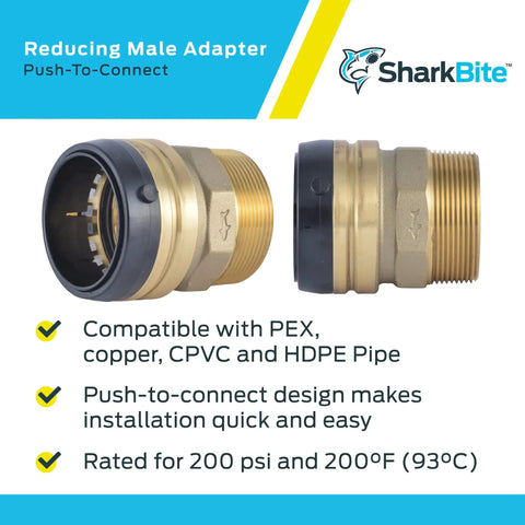 1 Inch MNPT Push To Connect Brass Plumbing Fitting For PEX Copper CPVC PE RT HDPE Pipe With No Tools Required Quick Connect