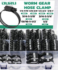 Stainless Steel Hose Clamps Kit 175 Pieces Adjustable From Quarter Inch To One And A Half Inch 6 To 38 Millimeter Heavy Duty Worm Gear Clamps For Automotive Plumbing Radiator Fuel Lines And More, displayed in open case with organized compartments.