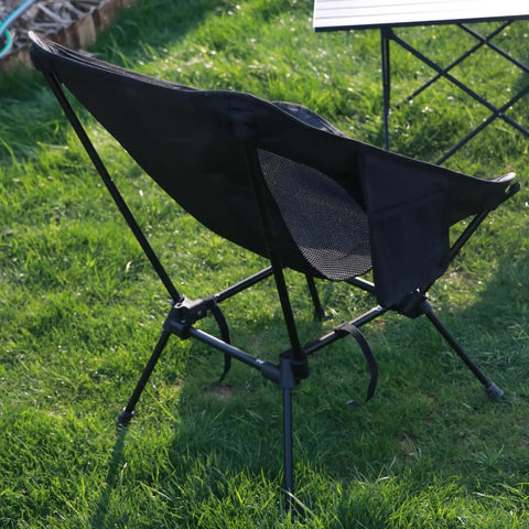Back view of Grab-And-Go Lightweight Camping Chair For Adults Folding Portable Chair with square base on grass