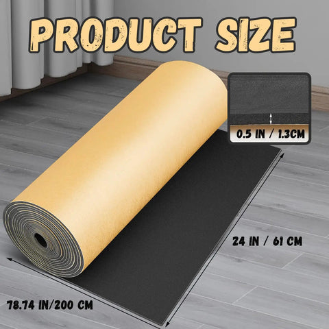 Heavy Duty Closed Cell Foam Roll with Slick Adhesive Tape for Tight Marine Weathersealing and Ultra Thick Draft Blocking Insulation Black 78 by 24 by Half Inch showcasing size 24 inches by 0.5 inches.