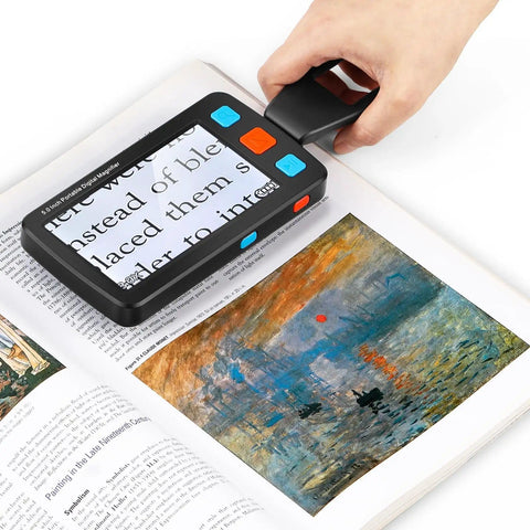 5 Inch Portable Digital Magnifier With 4X To 32X Zoom And Foldable Handle For Quick Reading On The Go A Low Vision Aid For Seniors And Kids