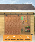 10 Foot Black Box Rail Exterior Barn Door Hardware Kit for Smooth Sliding, Heavy Duty Track System Installed on Wooden Shed