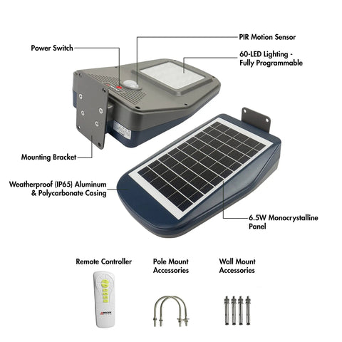 Super Bright 3000 Lumen Solar Street Light With Remote Outdoor Solar Powered Flood Light Dusk To Dawn Waterproof Motion Sensor