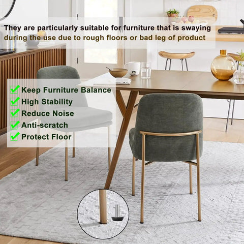 1/4-20 UNC Thread Adjustable Furniture Levelers And Table Feet, Screw-In Foot Glides shown with chair usage in a dining room