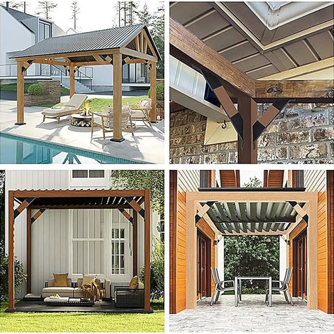 Inside Mount 45 Degree Bracket Kit For Pergolas Gazebos Decks Sheds And More Beefy Heavy Duty Corner Connectors Built To Last Guarded With Weather Resistant Steel 4 Pack