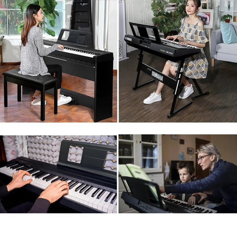 Universal Music Stand For Sheet Music With Two Clips And Piano Key Stickers Compatible With Yamaha PSR YPT KB DGX Series in use