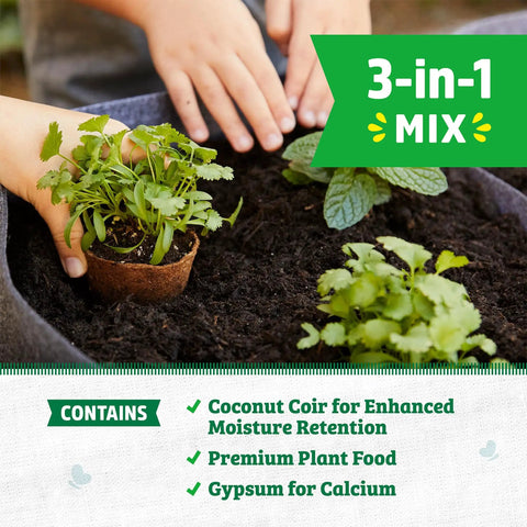 3-In-1 Seed Starting Mix For Herbs, Veggies, And Flowers, 6 Quarts, 100 Percent Organic And USA Made, with coconut coir and plant food