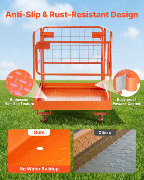 Heavy Duty Forklift Man Basket Safety Cage With 1200 Lb Capacity Durable Steel Work Platform For Safe Aerial Lifts Fits Most Pallet Forks Shop Grade And Built To Handle The Daily Grind