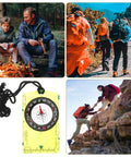 Acrylic orienteering compass with scale for camping and hiking navigation, part of survival gear and handy backpack decor for treks.