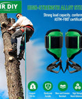 Built Tough Tree Climbing Spikes Set With Adjustable Straps And Spike Protectors in use on a tree with climber
