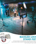 Heavy Duty Light Stand With Casters 360 Degree Mobile Tripod Base Stainless Steel Construction Studio setup with lights and casters