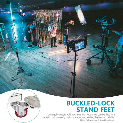 Heavy Duty Light Stand With Casters 360 Degree Mobile Tripod Base Stainless Steel Construction Studio setup with lights and casters