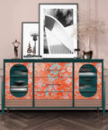 Buffet decorated with Vintage Floral Peel And Stick Wallpaper Dope Vibe In Bold Orange Red Watercolor Self Adhesive 21x200 Inches