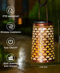 Outdoor Solar Lanterns 4 Pack Hanging Garden Lights Waterproof Metal Yard Pathway Landscape Decor Lamps With 2 Lighting Modes