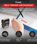 Top Shelf Self Inking Rubber Stamp For Accounting And Notary Files Durable Confidential Office Essential With Instant Red Ink in use on paperwork.