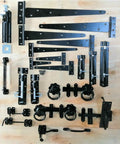Heavy Duty Garden Gate Hardware Set with Metal Fixing Latch and Spring Closer Bolt, Black Finish, 12 Inch T Hinges Pair