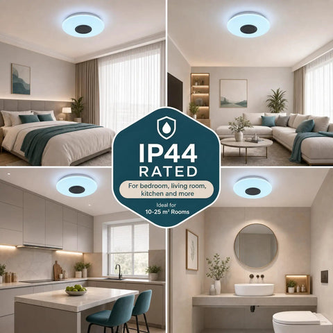 Smart Ceiling Light With Bluetooth Speaker 19.7 Inch 36W Dimmable 95 To 265V Energy Saving Modern Home Party Lighting Control Brightness And Music Via Phone App And Remote