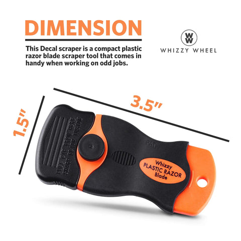 Pro Grade Heavy Duty Multi Purpose Plastic Razor Scraper Kit With Ten Double Edged Blades, 1.5x3.5 inches, shown in orange and black