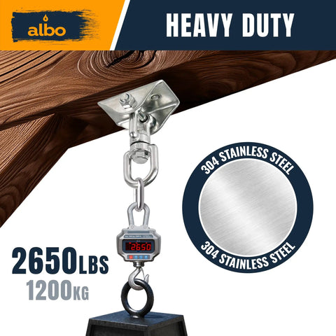 Heavy Duty Ceiling Mount Bracket With 360 Degree Swivel And Locking Carabiner, 2650 Lbs Capacity, For Hammock Chair, Porch Swing, Yoga Swing, Punching Bag, Wood Beam And Concrete Installation