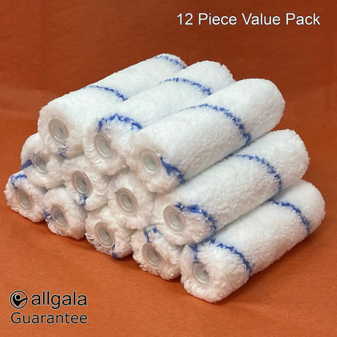 12 Pack 4 Inch Mini Shedless Microfiber Paint Roller Covers With 3/8 Inch Nap For A Clean Smooth Finish And Lint Free Rolling Great For Ceilings And Walls Providing Even Coverage During DIY And Pro Jobs