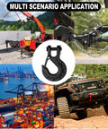 Beefed Up Forged Alloy Steel Clevis Slip Hook With Safety Latch For Heavy Duty Winch And Tow Chains One Quarter Inch 11900 Pound Load Capacity Matte Black Finish Ideal For Truck Trailer Ropes And Cables in use for lifting, towing, and shipping.