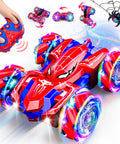 Double Sided Remote Control Car With 360 Degree Rotating Stunt Action Realistic Front And Tail Lights Two Sided Driving