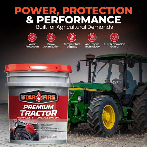 Premium Tractor Hydraulic And Transmission Fluid For Tractors, Wet Brakes, And Off Highway Equipment, 5 Gallon Pail, Multi Purpose Hydraulic Oil, J20C Spec Equivalent, Tough Protection And Smooth Shifts