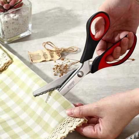 Heavy Duty Pinking Shears 9 Inch 5mm Zigzag Edge For Sewing Quilting Dressmaking And Craft Projects Sharp Stainless Steel Blades For Precise Decorative Cutting, cutting fabric
