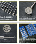 Pro Grade Diamond Burr Set For Rotary Tools 32Pc 1/8 Inch Shank Grinding And Engraving Bits detailed view
