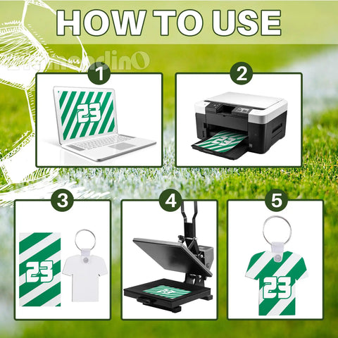 How to use Dope 36 Pack Sublimation Keychain Blanks In 3 Styles Jerseys Helmets Rugby Balls with heat transfer steps