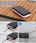 Massive 49800mAh Solar Power Bank With Built In Four Cables And 22.5W Fast Charging Solar Panel Charger For Traveling Camping Emergency And Outdoor Adventures Pink showing recharge options