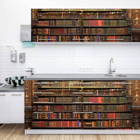 Self Adhesive Peel And Stick Wallpaper PVC Print Wall Mural Old Library Look Removable Wall Decal For Living Room Multicolor 254x365cm