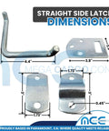 Heavy Duty Corner Stake Latches Zinc Plated Steel Trailer Hardware Secure Fences Gates And Utility Trailers With This Rugged Thirty Pack That Locks It Down Smooth For Zero Sweat Repairs dimensions of straight side latch.