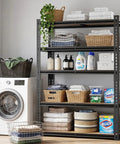 Beefed-Up Heavy Duty 5 Tier Adjustable Metal Shelving Unit With 2500 Lbs Capacity Ultra Sturdy Storage Rack For Garage Warehouse Pantry Closet And Kitchen Organization, black in laundry room