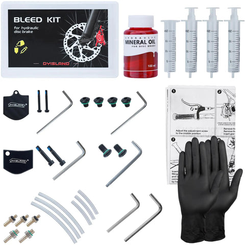 Complete All Hydraulic Disc Brake Bleed Kit With Mineral Oil Gloves Syringes And Installation Tools For Quick Pro Grade Bleed