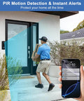 Wireless Doorbell Camera With 180 Degree Full Body View No Subscription Required 2K HD Live View Two Way Talk Battery Powered