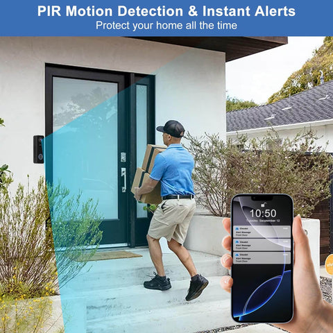 Wireless Doorbell Camera With 180 Degree Full Body View No Subscription Required 2K HD Live View Two Way Talk Battery Powered