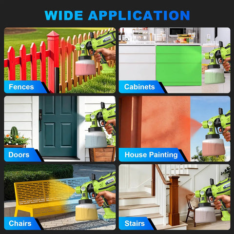 Powerful 1000W Electric Paint Sprayer For Fast House Painting With Smooth Coverage On Walls Furniture And Fences No Drip Hassle Gets Jobs Done Quick Weekenders Will Absolutely Love This Corded Gun used on fences, cabinets, doors, house painting, chairs, and stairs.