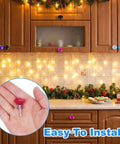 Colorful Crystal Cabinet Knobs Set 10 Pack 26mm Drawer Pulls in Five Dope Colors installed on wooden cabinets, showcasing easy installation.