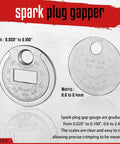 Spark plug gapper with inch and metric scales from Twelve Piece Spark Plug Socket Set With Three Eighths Inch Drive Ratchet Handle Mirror Polished Sockets Spark Plug Gapper Universal Joint And Extension Bars With Rubber Retaining Ring.