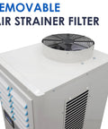 Heavy-Duty Industrial Spot Cooler With Rollin' Brake Wheels, Top-Shelf Commercial Air Conditioner For Warehouses And Factories, 20400 Btu, 220 Volt, Moves Anywhere, Shop Ready Cooling Beast air strainer filter on top.