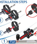 Installation steps for Tough As Nails Carbide Grit Hole Saw Drill Bit, showcasing assembly of components and drill attachment.
