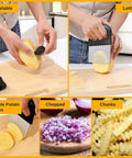 HHuanwfer two-pack stainless steel vegetable peeler and crinkle cutter with black handles
